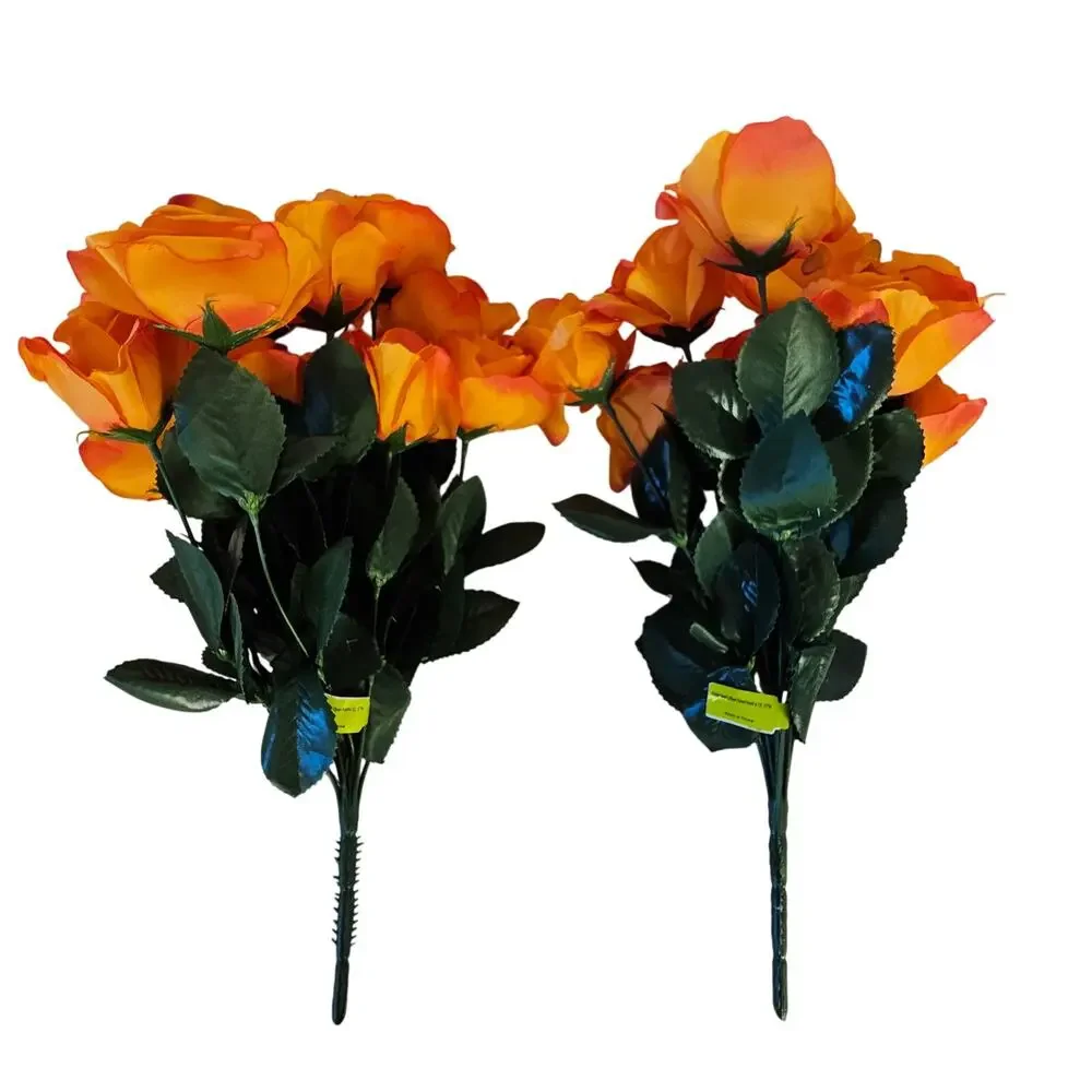 Orange Coral Silk Rose Flower Bushes 24 Roses 4